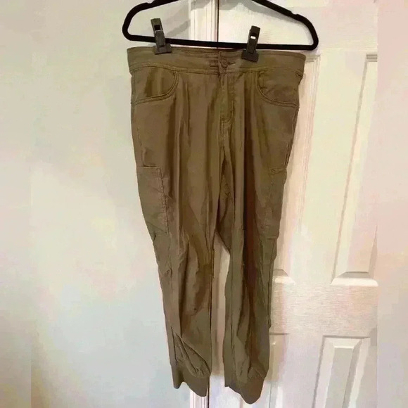 Prana Pants - Prana Halle Jogger II Women’s 10 Regular Olive Green Button Drawstring Closure